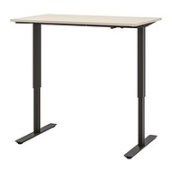 TROTTEN 手動升降桌, 工作桌, 米色/碳黑色