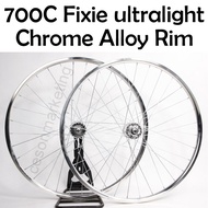 700C Chrome Alloy Rim Ultralight Set Racing Fixie Bike Basikal Front Rear Lidi road Gelung hub Bicycle Alloy wheelset