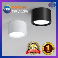 OSRAM 7W/12W LED ROUND SURFACE DOWNLIGHT MOUNT CONCRETE MOUNTED CEILING LIGHT LAMPU SILING LAMPU BULAT LAMPU HIASAN