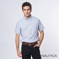 【NAUTICA】簡約時尚條紋短袖襯衫(白)