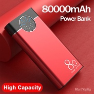 80000mAh Power Bank Watch Digital Display Large-Capacity Portable Phone Charger LED Outdoor Travel for Smartphones Power