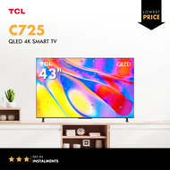 TCL C725 43 inch 4K QLED Smart TV 43" 2021 | 1 Year Warranty | Free Installation, Next-Day Delivery | 4K Ultra HD Quantum Dot | HDR10+ Dolby Vision/Atmos | Android TV | Netflix, Youtube | Hands free Voice Control 2.0