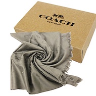 COACH 經典LOGO 羊毛流蘇絲巾圍巾(灰)