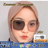 ❈ Kacamata Photocromic Wanita Pria Terbaru 9691 Berubah Warna Blueray Anti Radiasi Vintage Frame Optik FREE BOX DAN LAP PEMBERSIH