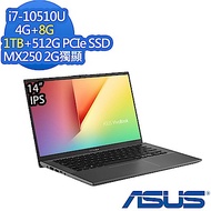 ASUS X412FL 14吋效能筆電 (i7-10510U/MX250 2G獨顯/4G+8G/1TB+512G PCIe SSD/Win10/VivoBook 14/星空灰/特仕版)