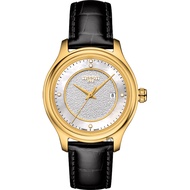 【TISSOT 天梭】18K金 Fascination 真鑽石英錶-珍珠貝x黑/30mm(T9242101611600)