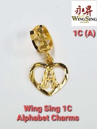 Wing Sing 916 Gold 1C Pandora Alphabet Charm Beads Pendant / Loket PDR Huruf A to Z Emas 916