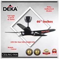 Ceiling fan with light Deka DF BABY LED (Black) Deka Remote Control Ceiling Fan with LED Light 46 inches 5 Blades A.B.S Polymer Design