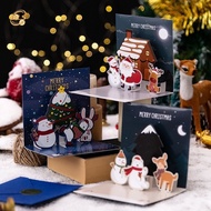 Christmas Greeting Card 3D Three-dimensional Style/ DIY Handmade Christmas Gift Decoration Card/ Cartoon Santa Typographic Christmas Card