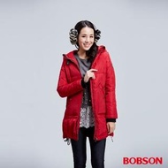 【BOBSON】女款長版羽絨外套(紅35110-16)