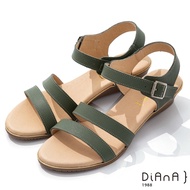 DIANA 4cm 質感牛皮環踝皮帶釦飾羅馬涼鞋-異國風情-綠