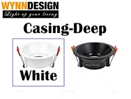 Wynn Design Eyeball Casing with GU10 Led Bulb Single Holder/1 Holder Round Shape Eyeball Designer Casing Deep Casing Shallow Casing Black White Colour Spotlight Lampu Effect Light Lampu Eyeball (PH-PD Round-Series)