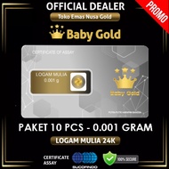 Baby Gold 0,001 Gram - Logam Mulia Emas Murni Mini Gold 24 Karat (PAKET 100pcs)