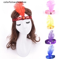 colorfulswallowfree Feather Flapper Sequin Charleston Dress Costume Women Solid Multicolor HairBand ABC