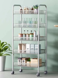 Kitchen rack 4/3/5 Tier Storage Organizer Rack Kitchen Bathroom Shelf Metal Rolling Trolley Cart Food Storage Basket Stand Save Space Holder trolley rack storage