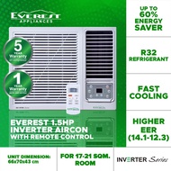Everest 1.5 HP Window Type Inverter Aircon With Remote Control - ETIV15AWD