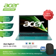 Acer Aspire 3 A315-58-576S/ A315-58-55M4 Laptop / i5-1135G7/ 8GB/ 512GB SSD/ Intel Iris Xe Graphics/ 15.6-Inch/ Win 10/ Microsoft Office Home & Student