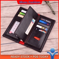 ♝◑▪  CS MENBAG Fashion Men Vintage Leather Long Wallet Bifold Wallet Card Wallet Zipper Purse