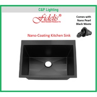 Fidelis Black Single Bowl Top Mount Kitchen Sink with Nano Coating FSD-22431