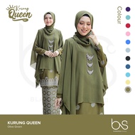 [Baju Kurung Moden] KURUNG QUEEN + CAPE(Olive Green) with Batik Pattern Skirt. /Shawl/Hijab