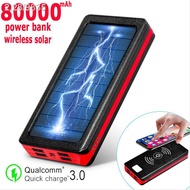80000mAh Solar Wireless Power Bank Portable Charger with Large Capacity 4usB External Battery Fast Charging for Xiaomi