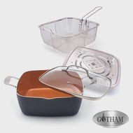 【美國GOTHAM】鈦金陶瓷多功能雙耳方型不沾鍋具4件組28cm-電磁爐適用