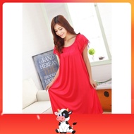 ✶▼☇ Ready Stock Plus Size Satin Short Sleeve Ice Silk Nightdress Sleepwear baju tidur kain licin malam nightwear perempuan