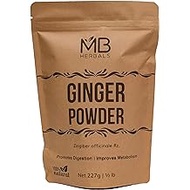 MB Herbals Ginger Powder 227g / 8 oz / 0.5 LB | 100% Pure, No Additivies, No Preservatives, Non GMO, Gluten Free | For Ginger Ale, Gingerbread, Masala Tea &amp; Indian Curries