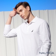 Nautica經典素面長袖POLO衫-白色