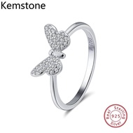 Kemstone Creative S925 Silver Jewelry Zircon Inlay Gold Butterfly Rings for Women