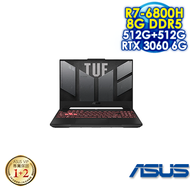 【硬碟升級特仕版】ASUS TUF GAMING A15 FA507RM-0021B6800H 御鐵灰 (15.6 FHD 144HZ IPS/AMD R7-6800H/8G DDR5-4800/PCIE 512G+512G SSD/NVIDIA RTX 3060 6G GDDR6/WIN 11)