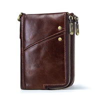 Wallet Zipper Holder RFID Purse Bifold Cowhide Leather Men