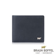 【BRAUN BUFFEL 德國小金牛】台灣總代理 尚恩A 4卡零錢袋皮夾-藍色/BF354-315-NY