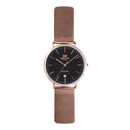 Roscani Harmony 426 (Sapphire Crystal + Minimalist Design) Rose Gold Black Mesh Women Watch