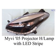 Myvi 05 head lamp with eye lip projector lampu depan led 2005