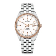 【TITONI 梅花錶】宇宙系列 878 SRG-606-白錶盤/金色錶圈/鍊帶/41mm(878 SRG-606)