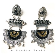 Oxidised Kundan Beaded Earring - Indo western earring - Indian Jewellery - Black colour