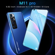 NEW 5G【ORI + Free shipping】M11 pro Android 10.1 Smartphone 16GB RAM + 512GB ROM 6.82inch cellphone Full screen MTK6889 handphone 10-core 4G network 24MP + 32MP mobile phone battery 5600mah m11 pro smart phone