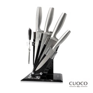 【義大利CUOCO】420薩丁尼亞不鏽鋼刀具6件組(切片刀、廚師刀、三德刀、萬用刀、剪刀、刀座)