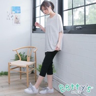 【betty’s 貝蒂思】純色口袋剪接彈性七分褲(黑色)
