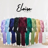 [NEESTYLE] ELOISE • Baju Kurung Moden Pahang Satin Lace Baju Kurung Nikah Off White Baby Blue Maroon Tunang Kahwin