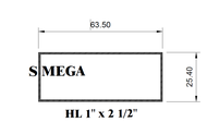 Aluminium Hollow Bar 1'' x 2 1/2'' (Silver/Black)