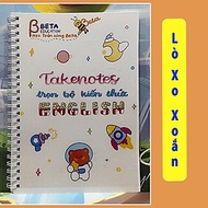Combo 3 sổ takenote Văn Toán Anh lớp 6, sổ tay ghi chú lò xo khổ a5, sổ tay kiến thức vẽ sticker kute- takenotes beta