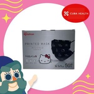 IRIS OHYAMA - 【Sanrio 授權】IRIS Healthcare Hello Kitty 黑色印花 一次性三層成人口罩 50片 獨立包裝 (16.5 x 9 cm)【可愛口罩｜時尚口罩】