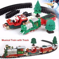 Christmas Children Track Small Train Toy ElectricChristmas Train Simulation Classic Power RC Track Train Set Holiday  for Kids Children Education  with Light Music Function