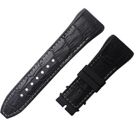 Top brand quality 28mm Nylon Cowhide Silicone Watch Strap Black Blue Folding Buckle Watchband for Franck Muller Series Watch