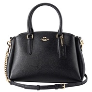 COACH 金色LOGO防刮皮革手提斜背二用小黛妃包