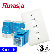 Runasia 六類(Cat.6)三埠直式資訊面板組
