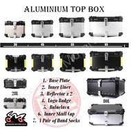 Motorcycle Aluminium Top Box Kotak Motosikal Aluminum 28L 36L 45L 55L 65L 80L