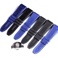 Top Quality 28mm Nylon Cowhide Silicone Watch Strap Suitable For Franck Muller Series Watch Black Blue Folding Buckle Watchband